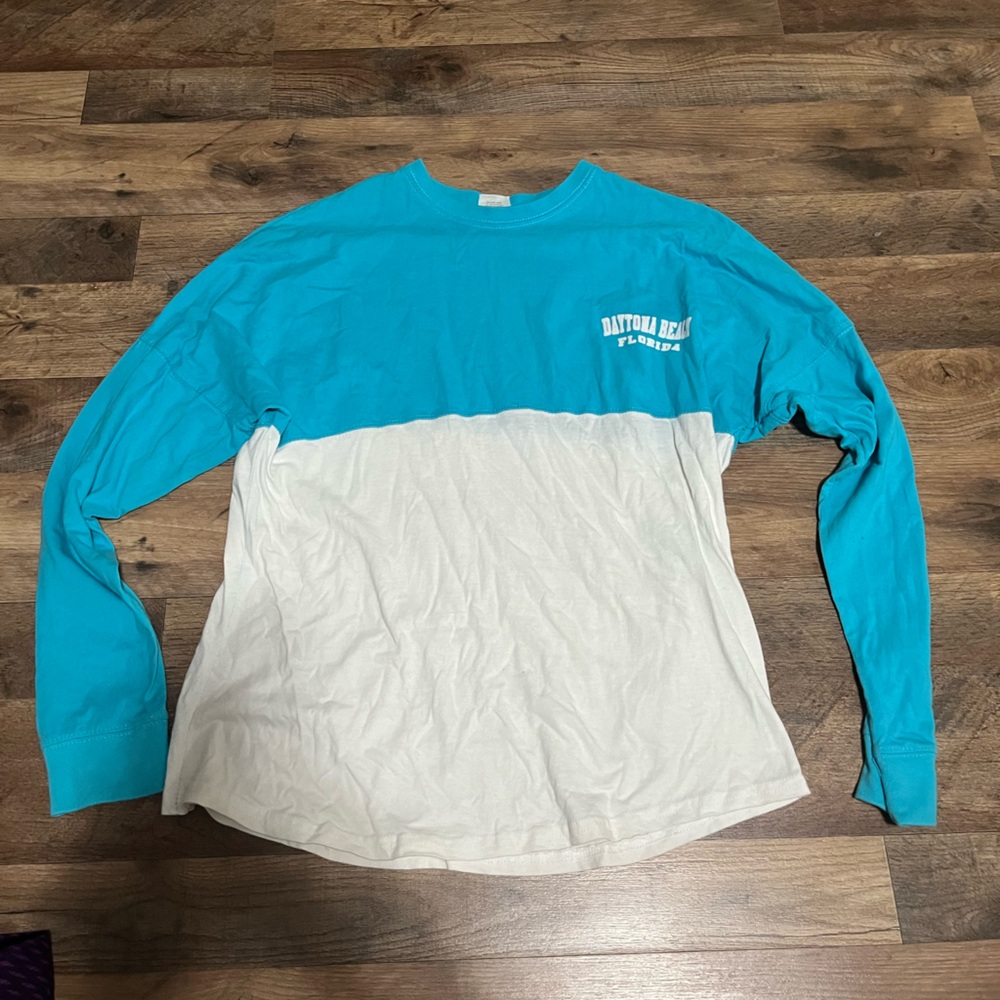 Women's Turquoise and White Long Sleeve Tee